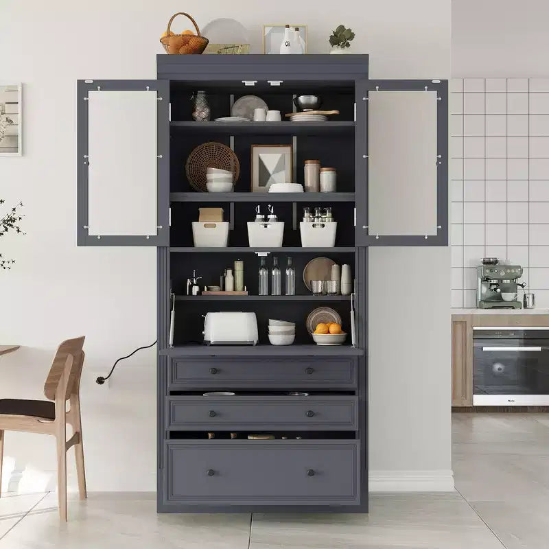 Armoire de cuisine autoportante, meuble de rangement haut