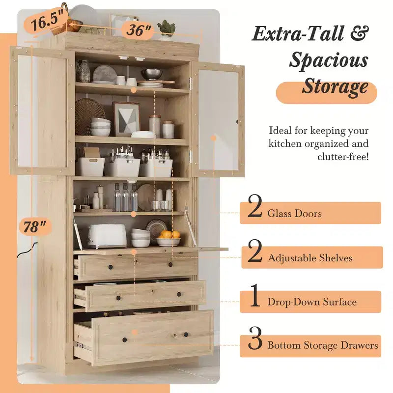Armoire de cuisine autoportante, meuble de rangement haut