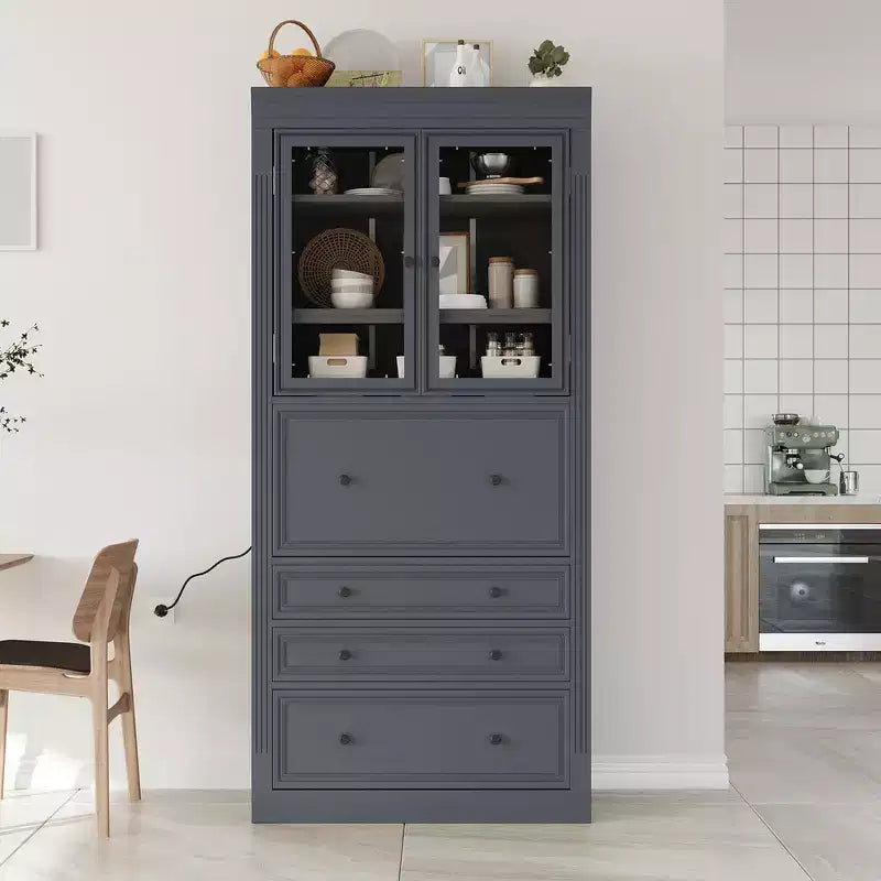 Armoire de cuisine autoportante, meuble de rangement haut