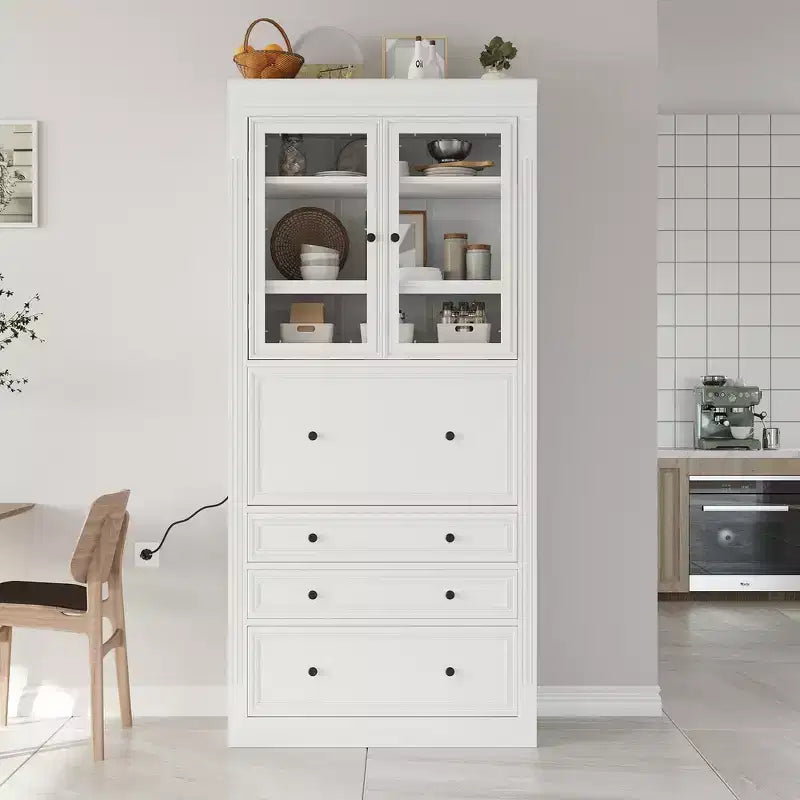 Armoire de cuisine autoportante, meuble de rangement haut