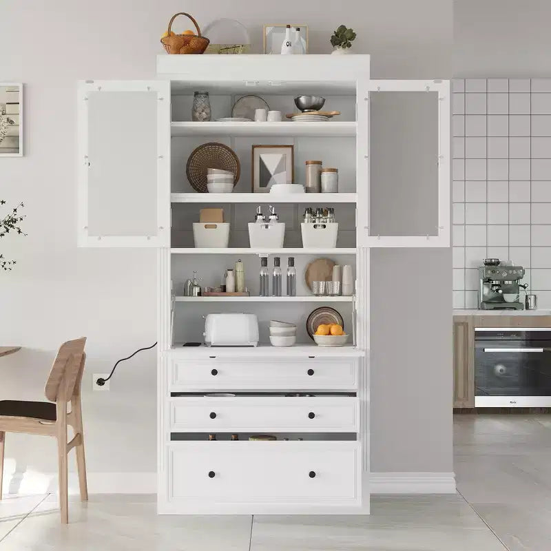 Armoire de cuisine autoportante, meuble de rangement haut