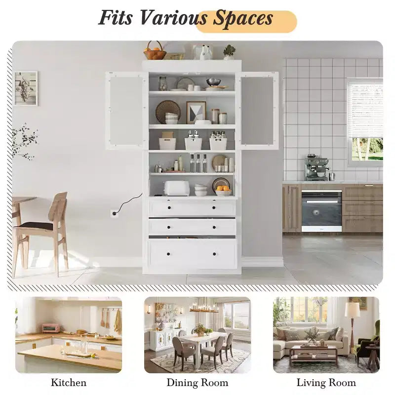 Armoire de cuisine autoportante, meuble de rangement haut