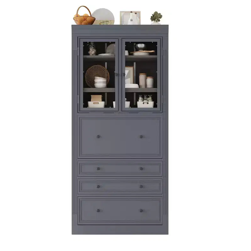 Armoire de cuisine autoportante, meuble de rangement haut