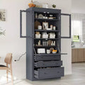Whisen 78 Freestanding Kitchen Pantry Tall Cupboard Storage Cabinet with Adjustable Shelves 3-Drawers