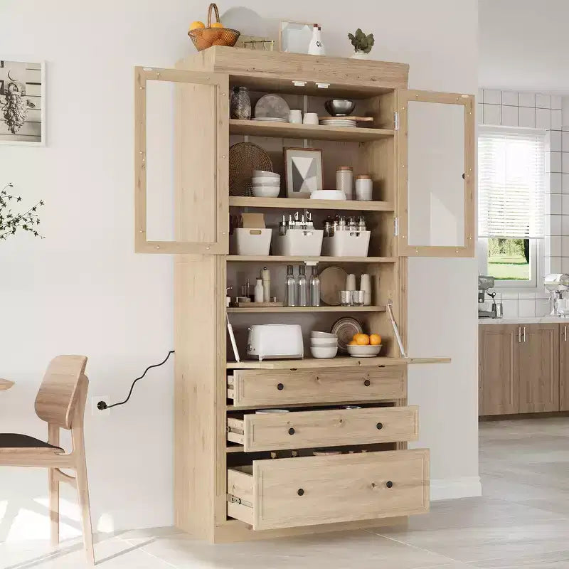 Armoire de cuisine autoportante, meuble de rangement haut
