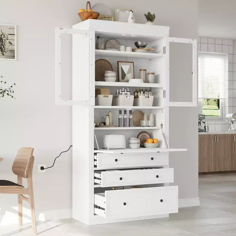 Armoire de cuisine autoportante, meuble de rangement haut