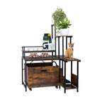 Cat Litter Box Furniture Hidden Litter Box Enclosure with Pull-Out Tray Corner Flower Stand PVC Mat Classic Color for Cats Up to 12 lbs