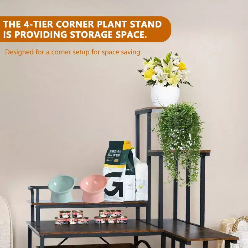 Meuble cache-litière d'angle pour chat en PVC avec support pour plantes