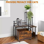 Meuble cache-litière d'angle pour chat en PVC avec support pour plantes