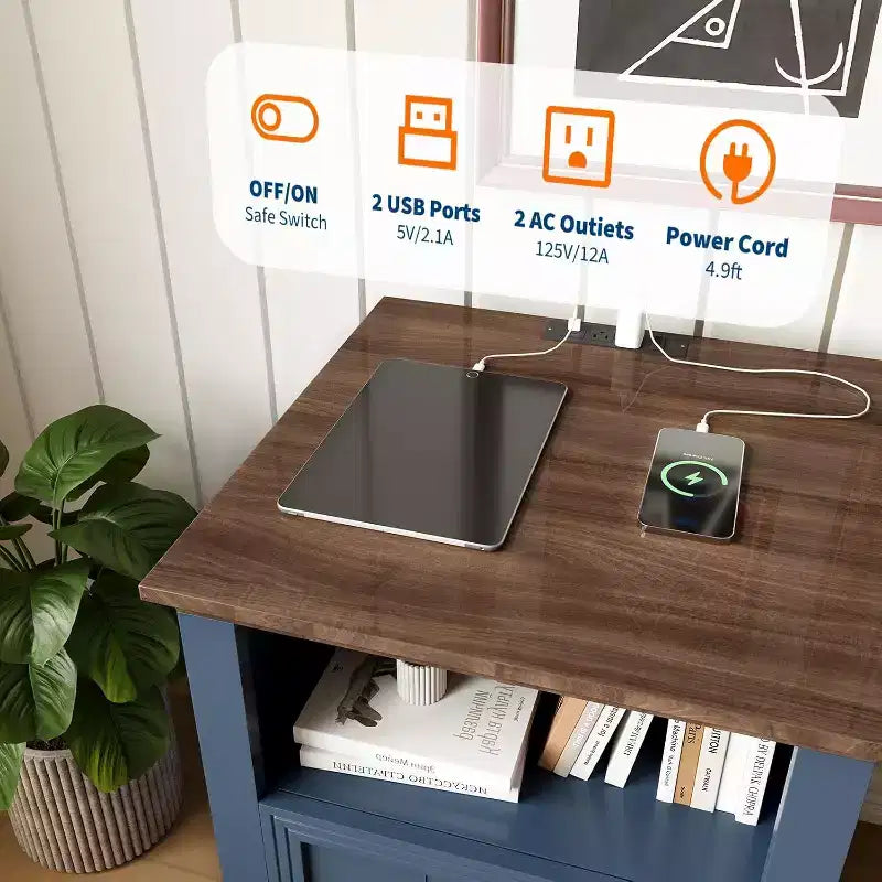 Table de chevet en bois avec cannelures modernes, meuble de rangement à deux tiroirs