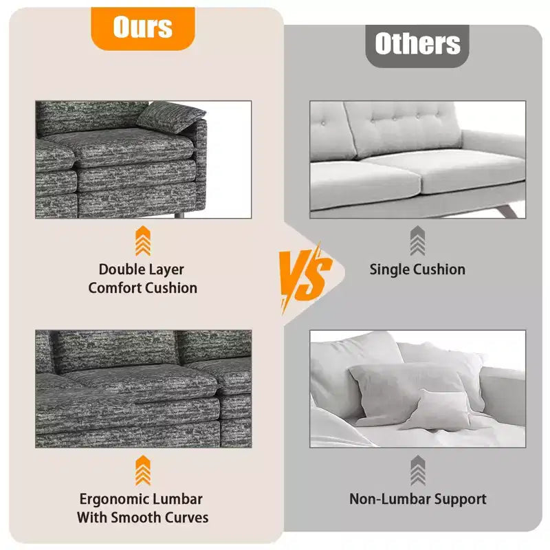Canapé nuage confortable, canapé modulaire en L moderne en chenille