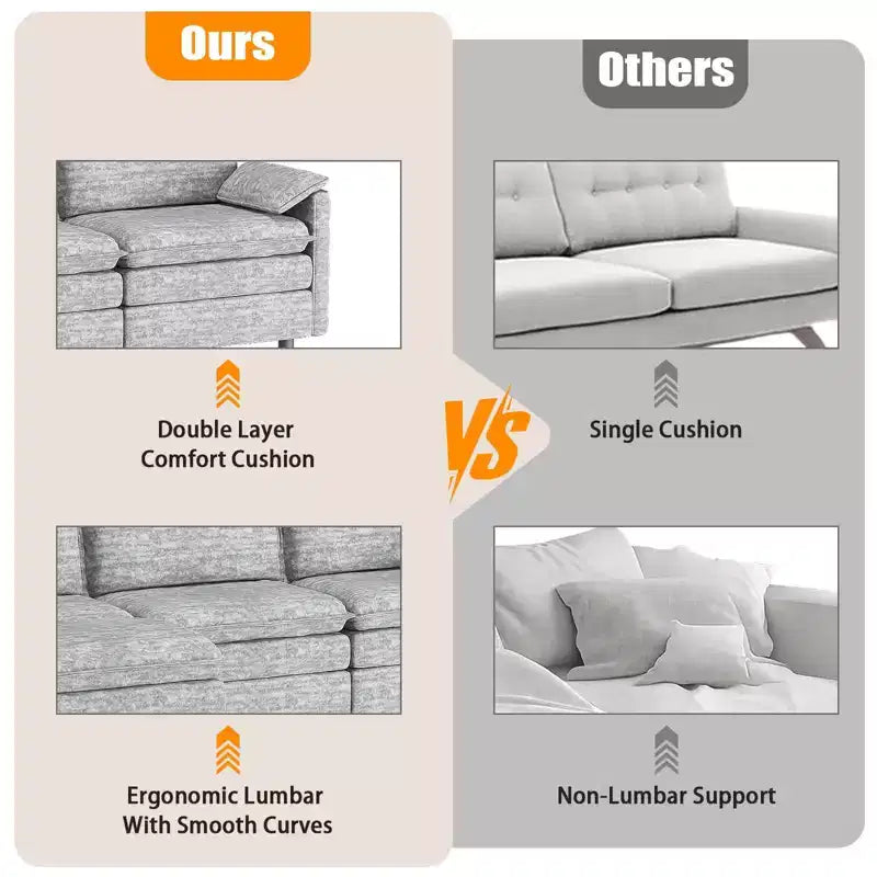 Canapé nuage confortable, canapé modulaire en L moderne en chenille
