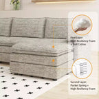 Canapé nuage confortable, canapé modulaire en L moderne en chenille