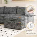 Canapé nuage confortable, canapé modulaire en L moderne en chenille