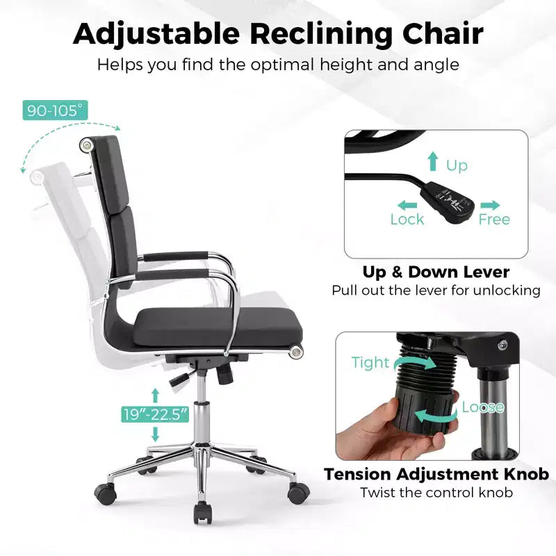 Chaise de bureau ergonomique avec dossier basculant et housses à fermeture éclair