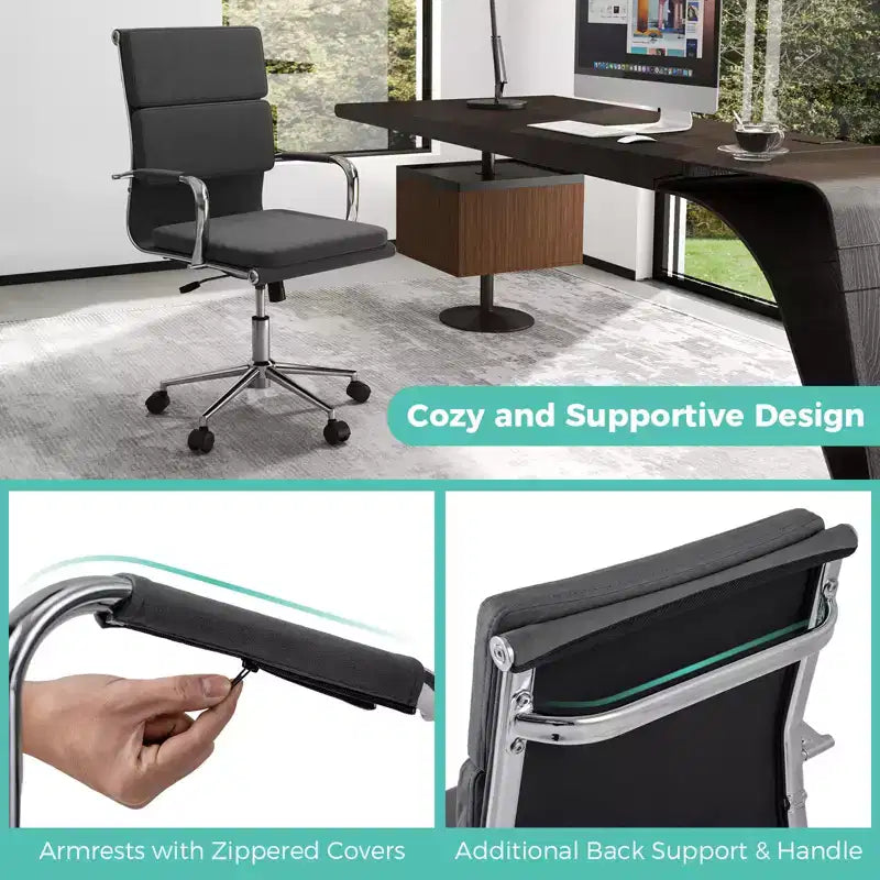 Chaise de bureau ergonomique avec dossier basculant et housses à fermeture éclair