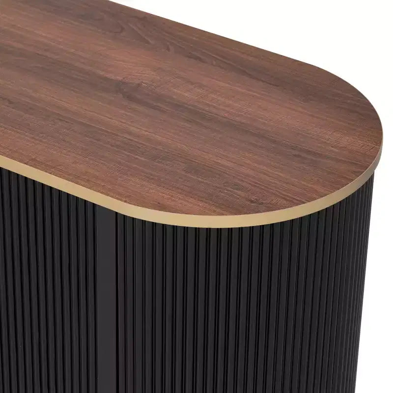 Meuble TV console moderne avec placards et poignées métalliques
