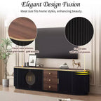 Meuble TV console moderne avec placards et poignées métalliques