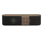 Meuble TV console moderne avec placards et poignées métalliques