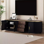 Meuble TV console moderne avec placards et poignées métalliques