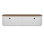 Meuble TV console moderne avec placards et poignées métalliques