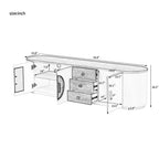 Meuble TV console moderne avec placards et poignées métalliques