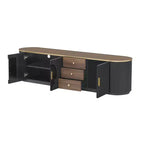 Meuble TV console moderne avec placards et poignées métalliques