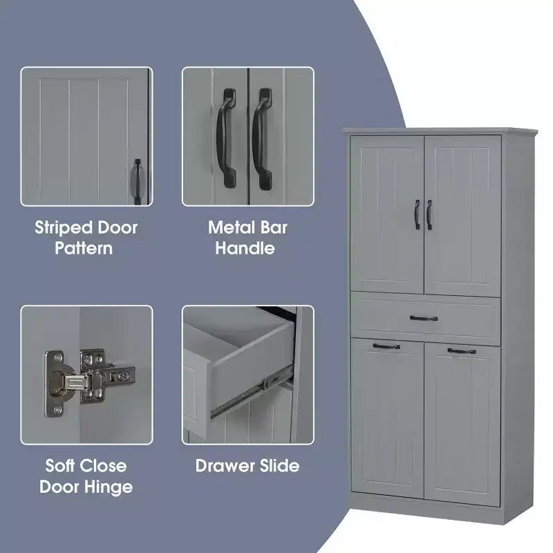 Armoire de Rangement Haute de Salle de Bain Double Meuble Autoportant de Rangement au Sol