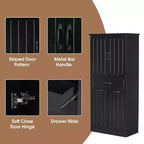 Armoire de Rangement Haute de Salle de Bain Double Meuble Autoportant de Rangement au Sol