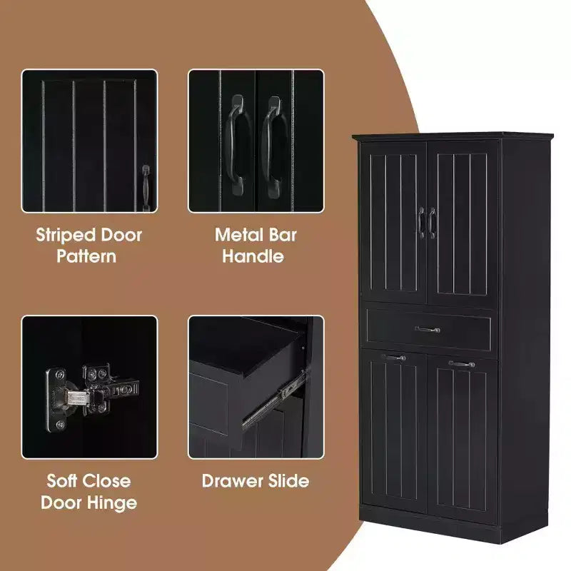 Armoire de Rangement Haute de Salle de Bain Double Meuble Autoportant de Rangement au Sol