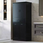 65 Tall Bathroom Storage Cabinet Double Tilt Out Hidden Laundry Hamper Freestanding Floor Storage Cabinet for Bathroom Kitchen Living Room