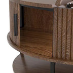 Table basse relevable ronde avec rangement intégré