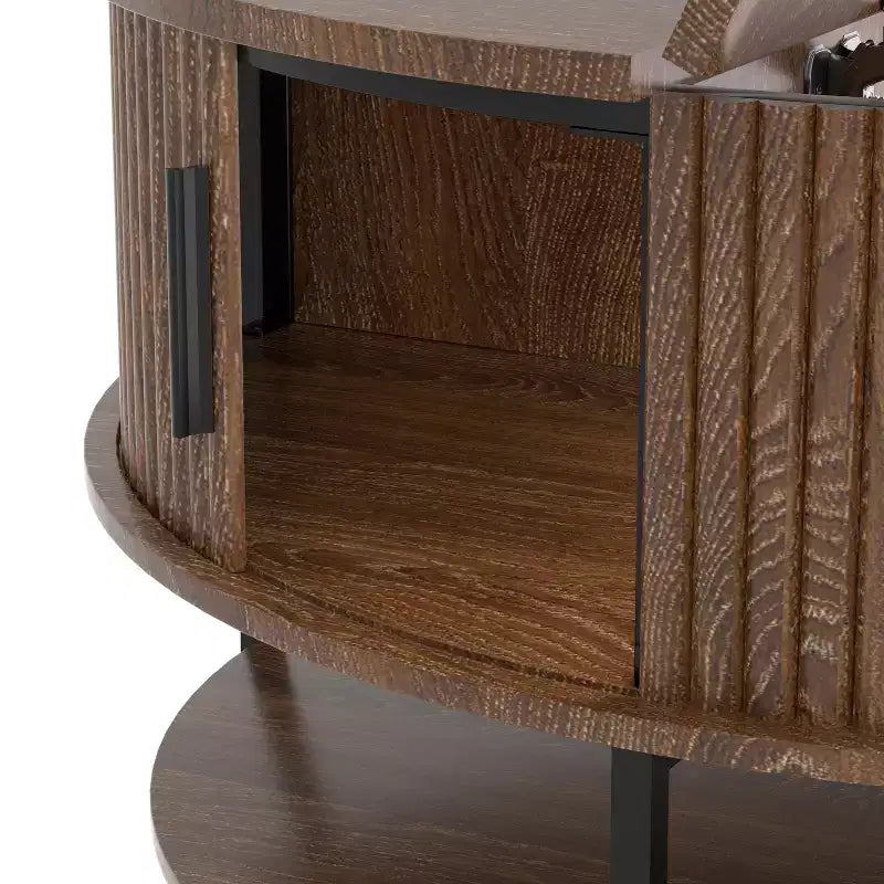 Table basse relevable ronde avec rangement intégré