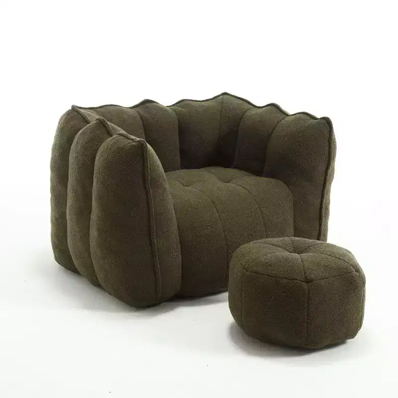 Pouf Géant avec Ottoman Fauteuil Carré Moderne en Chenille