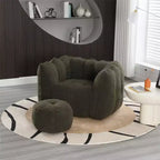 Pouf Géant avec Ottoman Fauteuil Carré Moderne en Chenille