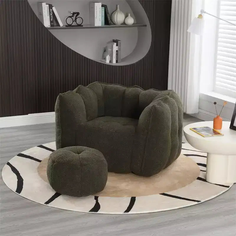 Pouf Géant avec Ottoman Fauteuil Carré Moderne en Chenille