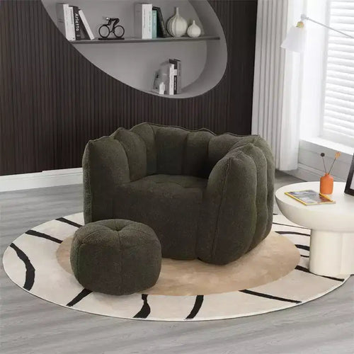 Pouf Géant avec Ottoman Fauteuil Carré Moderne en Chenille