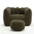 Pouf Géant avec Ottoman Fauteuil Carré Moderne en Chenille