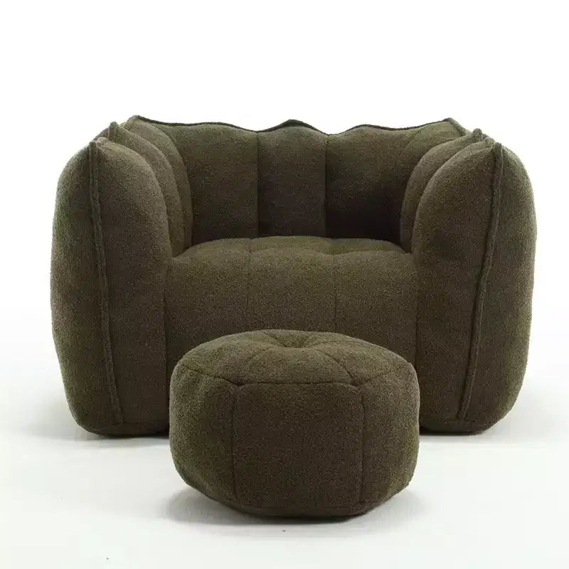 Pouf Géant avec Ottoman Fauteuil Carré Moderne en Chenille