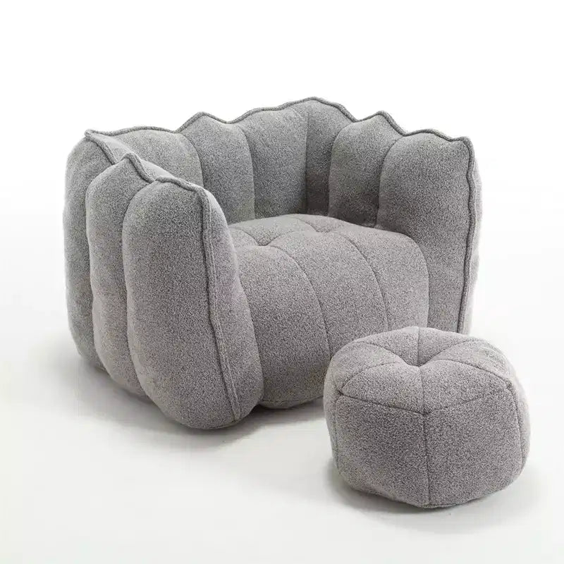 Pouf Géant avec Ottoman Fauteuil Carré Moderne en Chenille