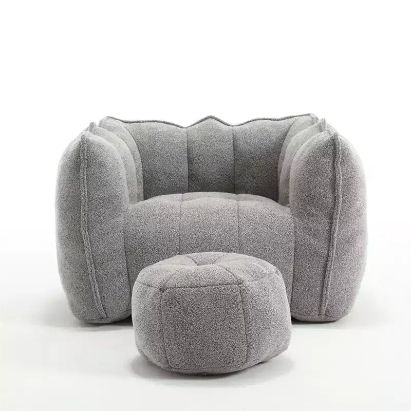 Pouf Géant avec Ottoman Fauteuil Carré Moderne en Chenille