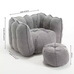 Pouf Géant avec Ottoman Fauteuil Carré Moderne en Chenille