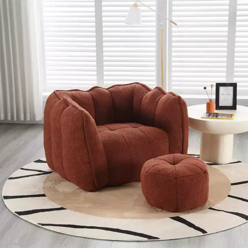 Pouf Géant avec Ottoman Fauteuil Carré Moderne en Chenille