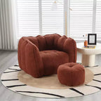 Pouf Géant avec Ottoman Fauteuil Carré Moderne en Chenille