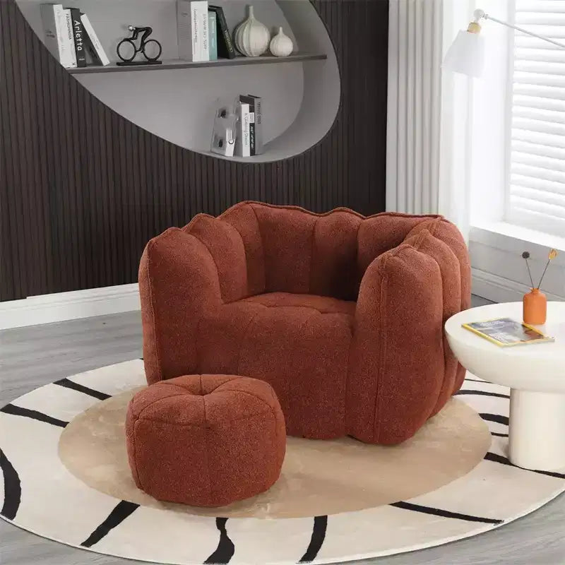 Pouf Géant avec Ottoman Fauteuil Carré Moderne en Chenille