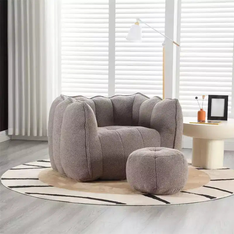 Pouf Géant avec Ottoman Fauteuil Carré Moderne en Chenille