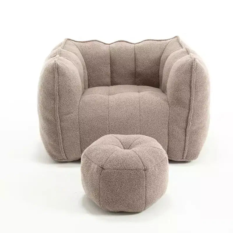 Pouf Géant avec Ottoman Fauteuil Carré Moderne en Chenille