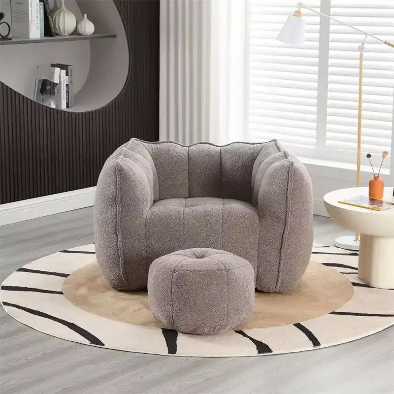 Pouf Géant avec Ottoman Fauteuil Carré Moderne en Chenille