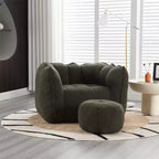 Pouf Géant avec Ottoman Fauteuil Carré Moderne en Chenille