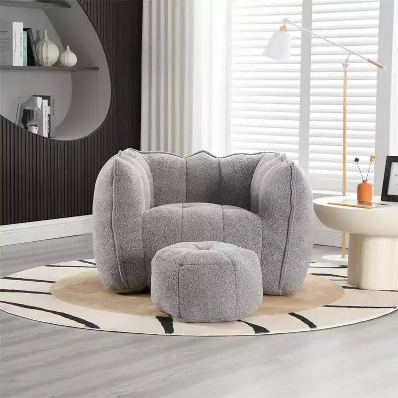 Pouf Géant avec Ottoman Fauteuil Carré Moderne en Chenille